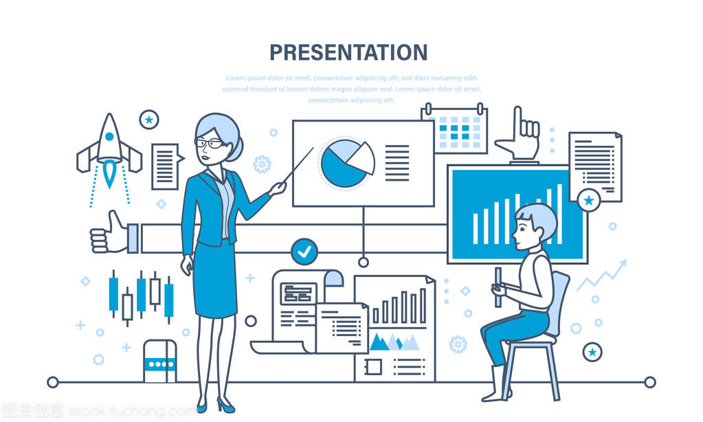 演講者做演示文稿和關(guān)于市場(chǎng)、 銷售、 電子商務(wù)專業(yè)培訓(xùn)